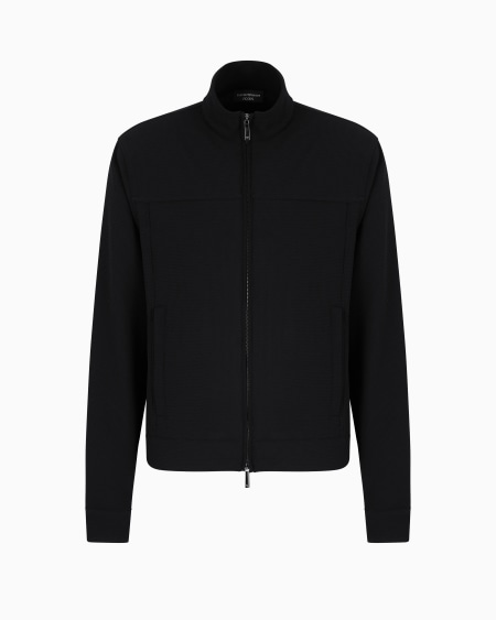 Armani Cazadora con cremallera completa en punto de crepé microtexturizado con efecto piqué Icon