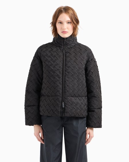 Armani Cazadora Con Cremallera Completa En Tejido Técnico Trenzado