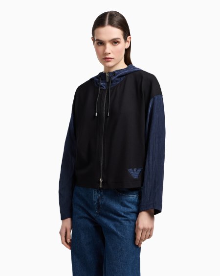 Armani Cazadora Con Cremallera Y Capucha De Punto Interlock