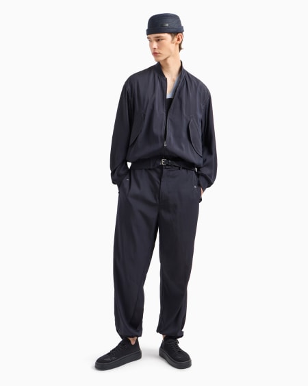 Armani Cazadora Con Cuello Bomber En Nailon Y Viscosa