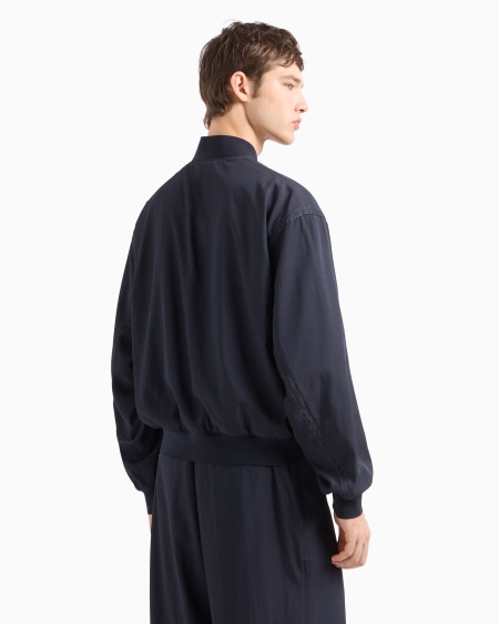 Armani Cazadora Con Cuello Bomber En Nailon Y Viscosa
