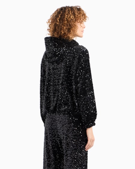 Armani Cazadora De Chenilla Con Capucha Y Lentejuelas Por Toda La Prenda