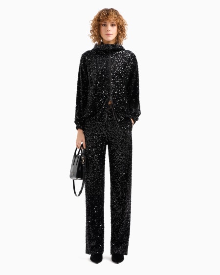 Armani Cazadora De Chenilla Con Capucha Y Lentejuelas Por Toda La Prenda