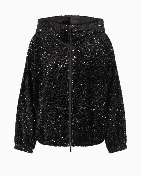 Armani Cazadora de chenilla con capucha y lentejuelas por toda la prenda