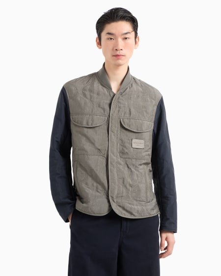 Armani Cazadora De Nailon Acolchado Con Motivo De Ondas Bicolor