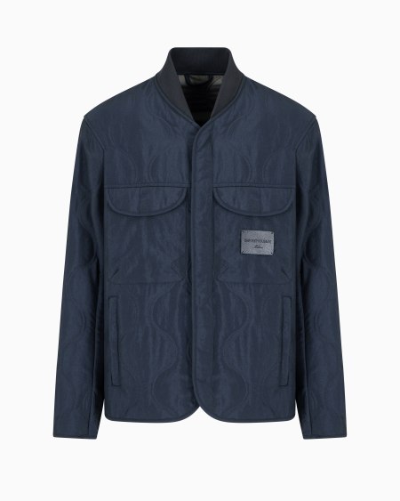 Armani Cazadora de nailon acolchado con motivo de ondas bicolor