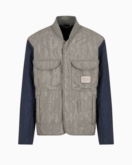 Armani Cazadora de nailon acolchado con motivo de ondas bicolor