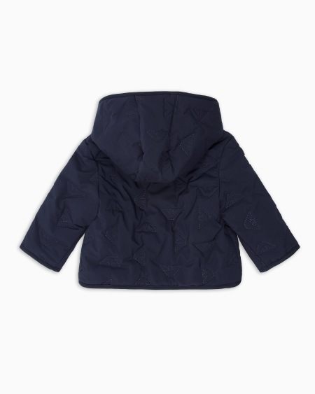 Armani Cazadora De Nailon Con Capucha Y Micromotivo Integral De águilas Efecto Acolchado