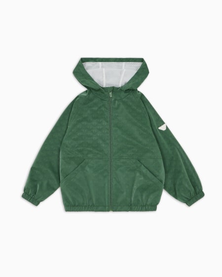 Armani Cazadora de nailon con capucha y motivo integral de águila