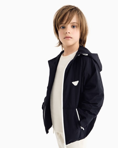 Armani Cazadora De Nailon Con Capucha Y Parche Con Logotipo