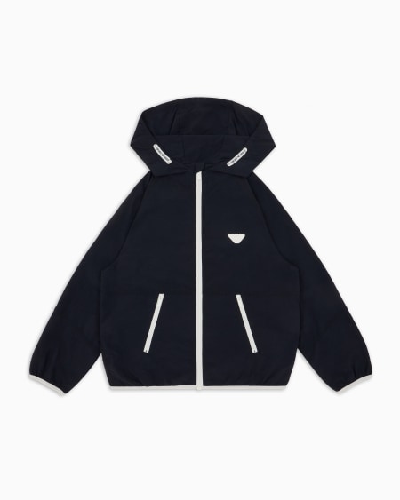 Armani Cazadora De Nailon Con Capucha Y Parche Con Logotipo