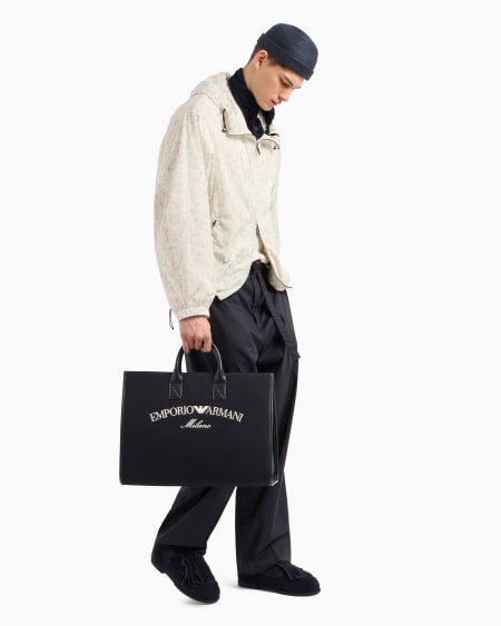 Armani Cazadora De Nailon Con Estampado Integral De águilas Y Motivo Seaside