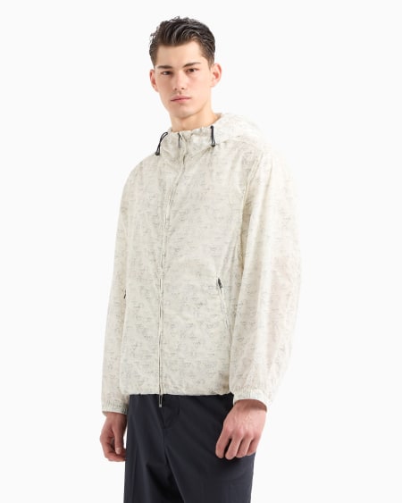 Armani Cazadora De Nailon Con Estampado Integral De águilas Y Motivo Seaside