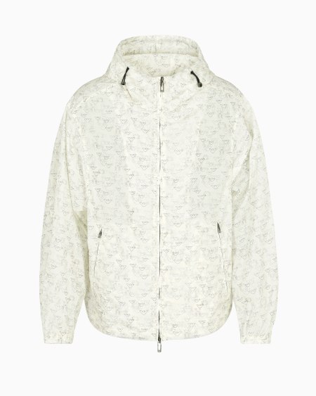 Armani Cazadora de nailon con estampado integral de águilas y motivo Seaside
