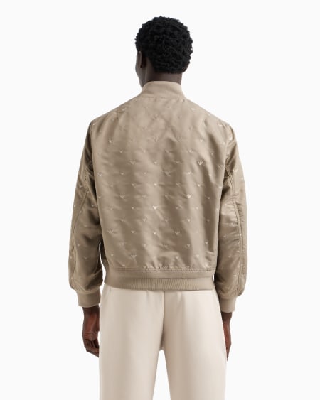 Armani Cazadora De Nailon Con Microbordado Integral De águilas