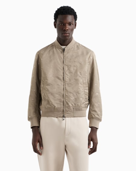 Armani Cazadora De Nailon Con Microbordado Integral De águilas