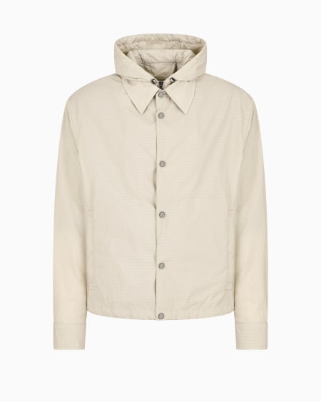 Armani Cazadora de nailon con pechera interior e inscripción integral en tejido jacquard