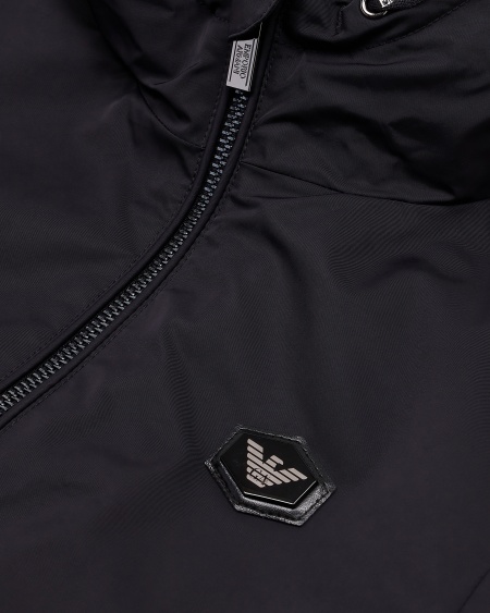 Armani Cazadora De Nailon Resistente Al Agua Con Capucha Y Parche De Logotipo