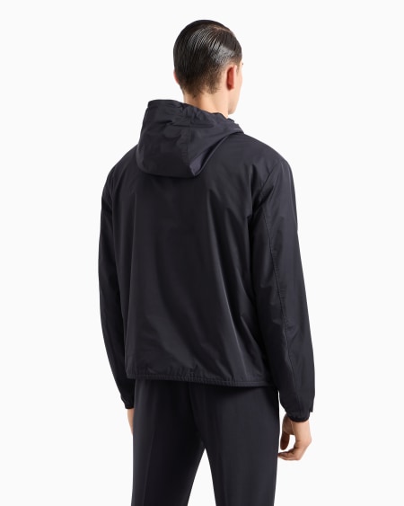 Armani Cazadora De Nailon Resistente Al Agua Con Capucha Y Parche De Logotipo