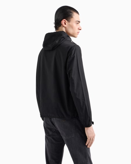 Armani Cazadora De Nailon Resistente Al Agua Con Capucha Y Parche De Logotipo