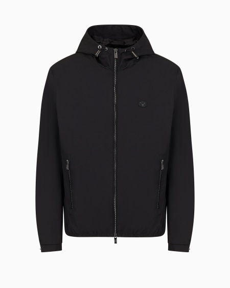 Armani Cazadora De Nailon Resistente Al Agua Con Capucha Y Parche De Logotipo