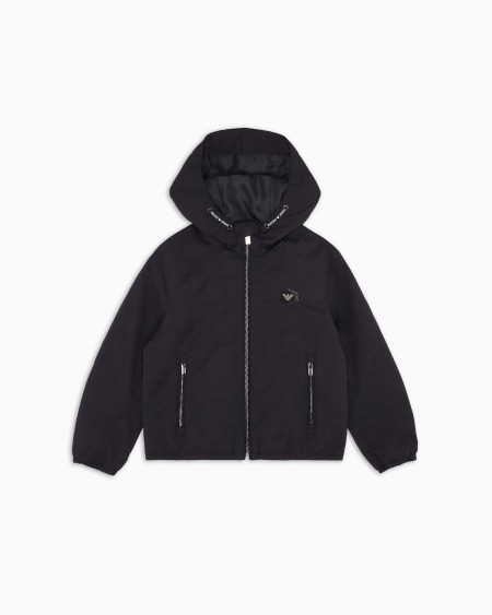 Armani Cazadora De Nailon Resistente Al Agua Con Capucha Y Parche De Logotipo