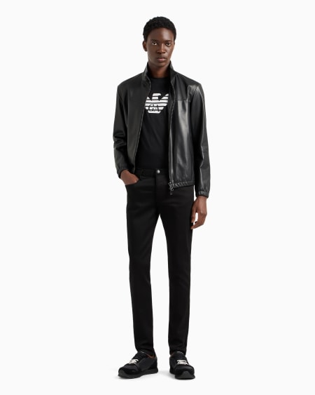 Armani Cazadora De Napa De Cordero Semianilina Con Cremallera Completa