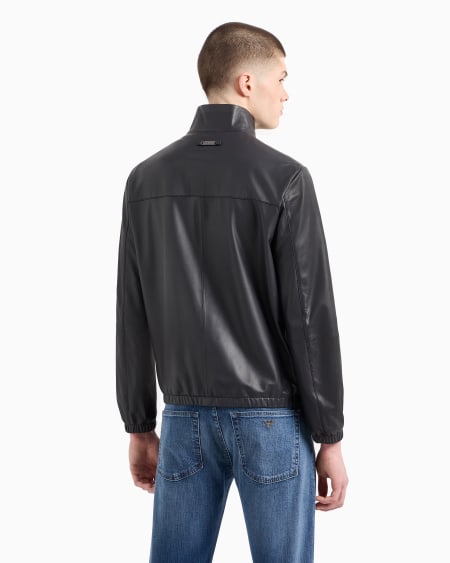 Armani Cazadora De Napa De Cordero Semianilina Con Cremallera Completa