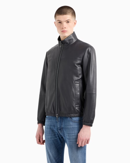 Armani Cazadora De Napa De Cordero Semianilina Con Cremallera Completa