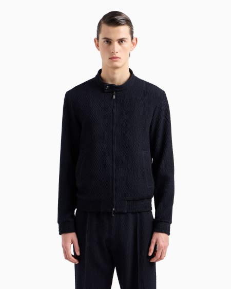 Armani Cazadora De Punto Elástico De Lana Virgen Efecto Tridimensional