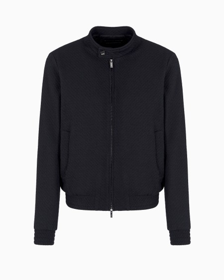 Armani Cazadora de punto elástico de mezcla de lana con efecto tridimensional