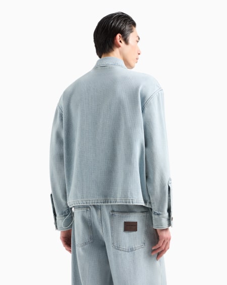 Armani Cazadora De Tejido Dobby Efecto Denim Con Múltiples Bolsillos