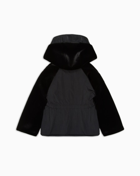 Armani Cazadora Efecto Pelo Con Capucha Y Cremallera