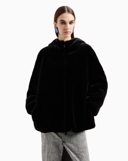 Armani Cazadora Reversible Con Capucha De Tejido Efecto Pelo