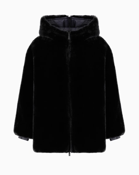 Armani Cazadora reversible con capucha de tejido efecto pelo
