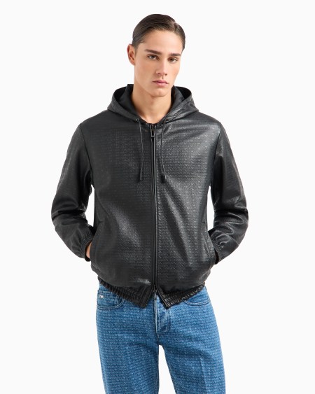 Armani Cazadora Reversible De Corte Relajado De Napa De Cordero Con Inscripción Integral En Relieve