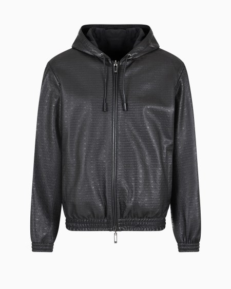 Armani Cazadora reversible de corte relajado de napa de cordero con inscripción integral en relieve