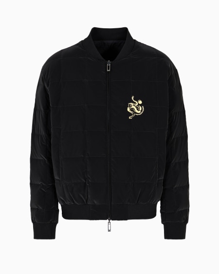 Armani Cazadora reversible de nailon brillante acolchado con bordado