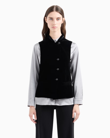 Armani Chaleco Con Cierre Descentrado De Terciopelo Líquido