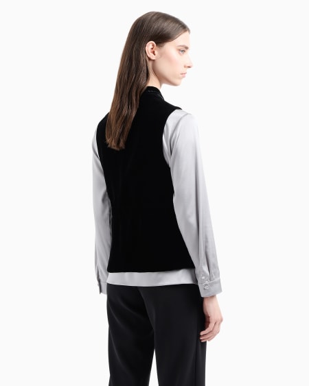 Armani Chaleco Con Cierre Descentrado De Terciopelo Líquido