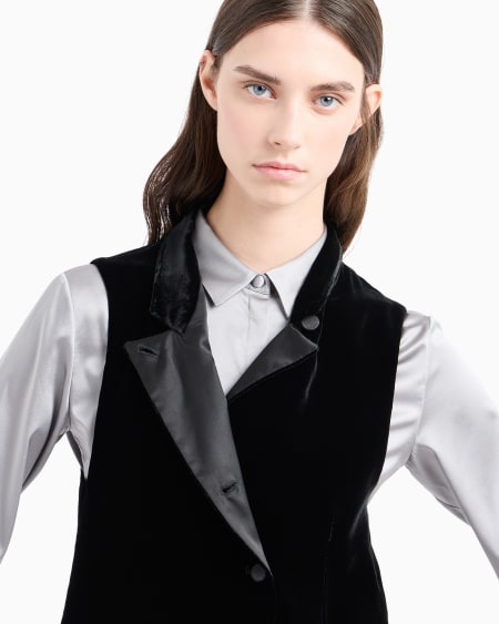 Armani Chaleco Con Cierre Descentrado De Terciopelo Líquido