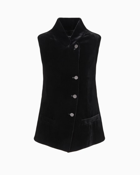 Armani Chaleco con cierre descentrado de terciopelo líquido