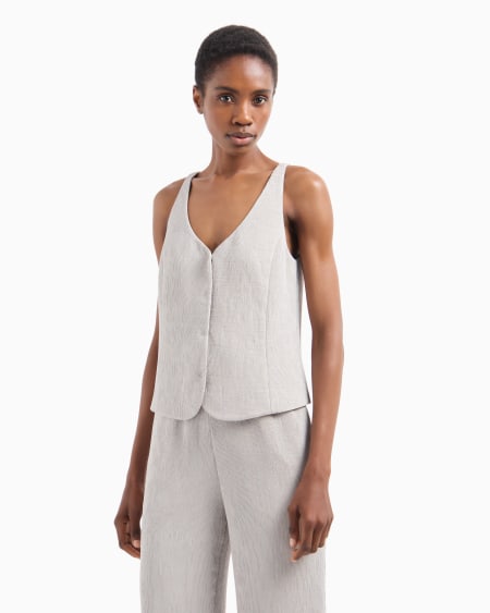 Armani Chaleco Con Cuello De Pico De Canneté Fluido