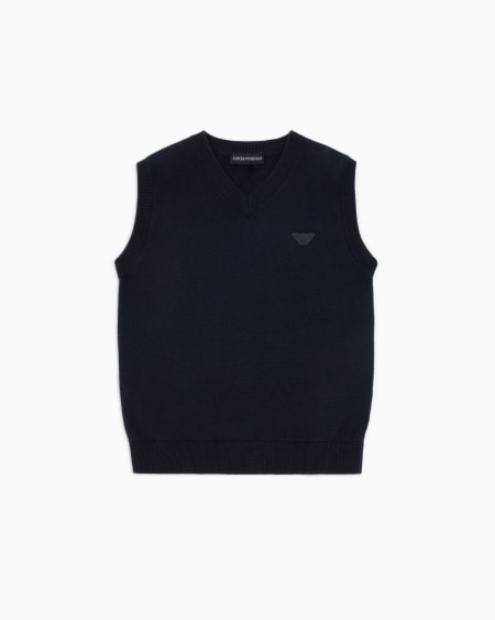 Armani Chaleco con cuello de pico de mezcla de lana