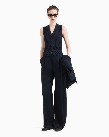 Armani Chaleco Con Cuello De Pico En Punto Inglés Acanalado Icon