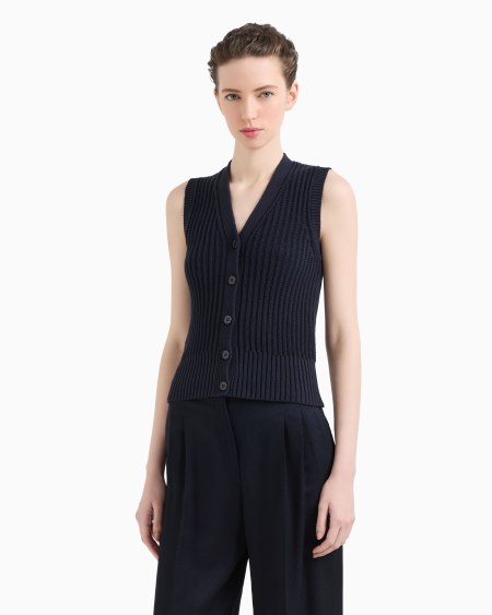 Armani Chaleco Con Cuello De Pico En Punto Inglés Acanalado Icon