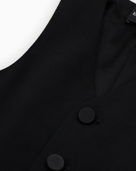 Armani Chaleco De Abotonadura Sencilla De Lana Fría Con Detalles De Satén