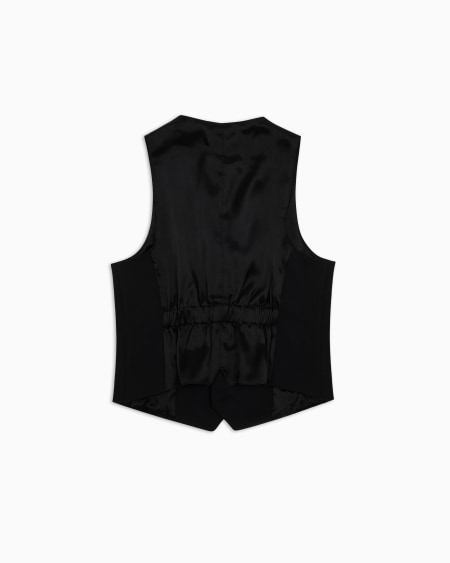 Armani Chaleco De Abotonadura Sencilla De Lana Fría Con Detalles De Satén