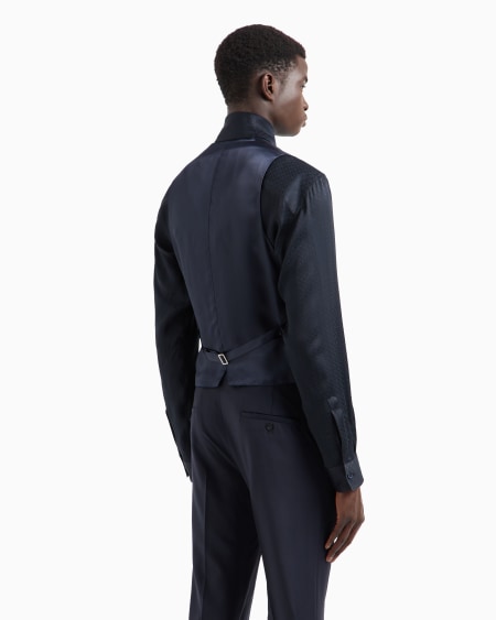 Armani Chaleco De Abotonadura Sencilla De Lana Virgen Cepillada