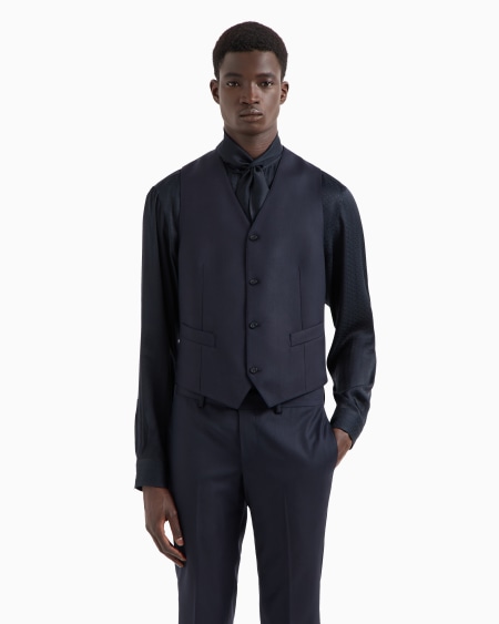 Armani Chaleco De Abotonadura Sencilla De Lana Virgen Cepillada